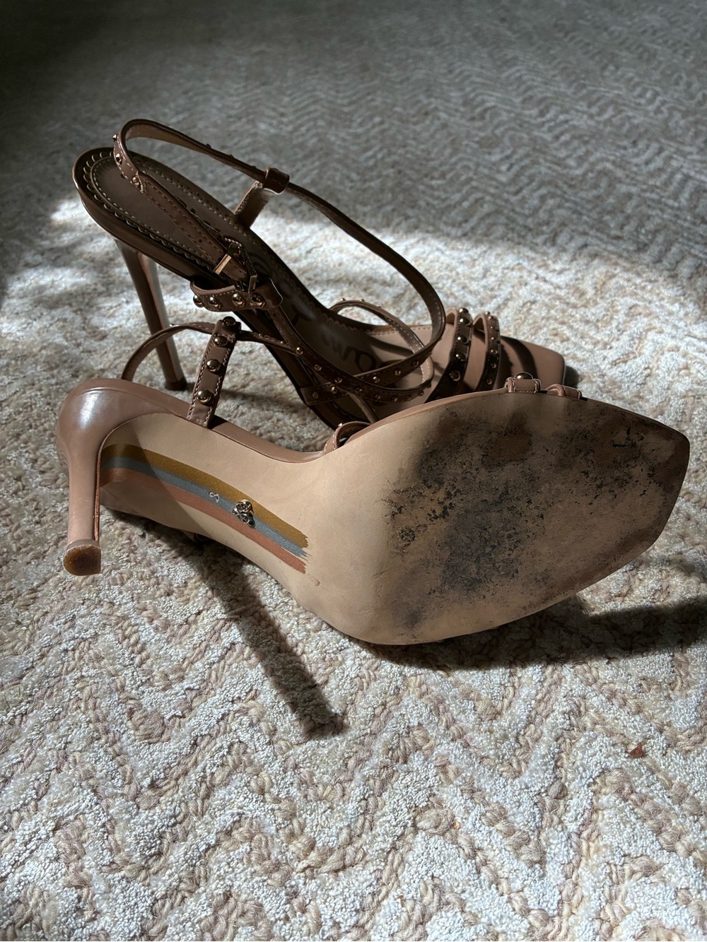 Sam Edelman Blush Pink Studded Slingback Stiletto Heels